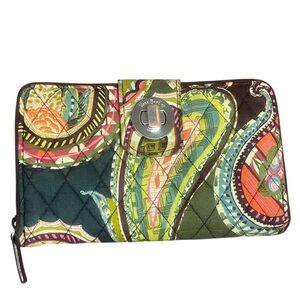 Larger Vera Bradley turn lock wallet with card and double ID holders RFID
